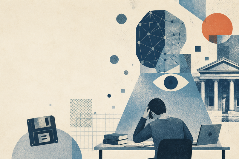 Artwork for Students flying blind with Ai tools + Should AI literacy go the way of the floppy disk?
